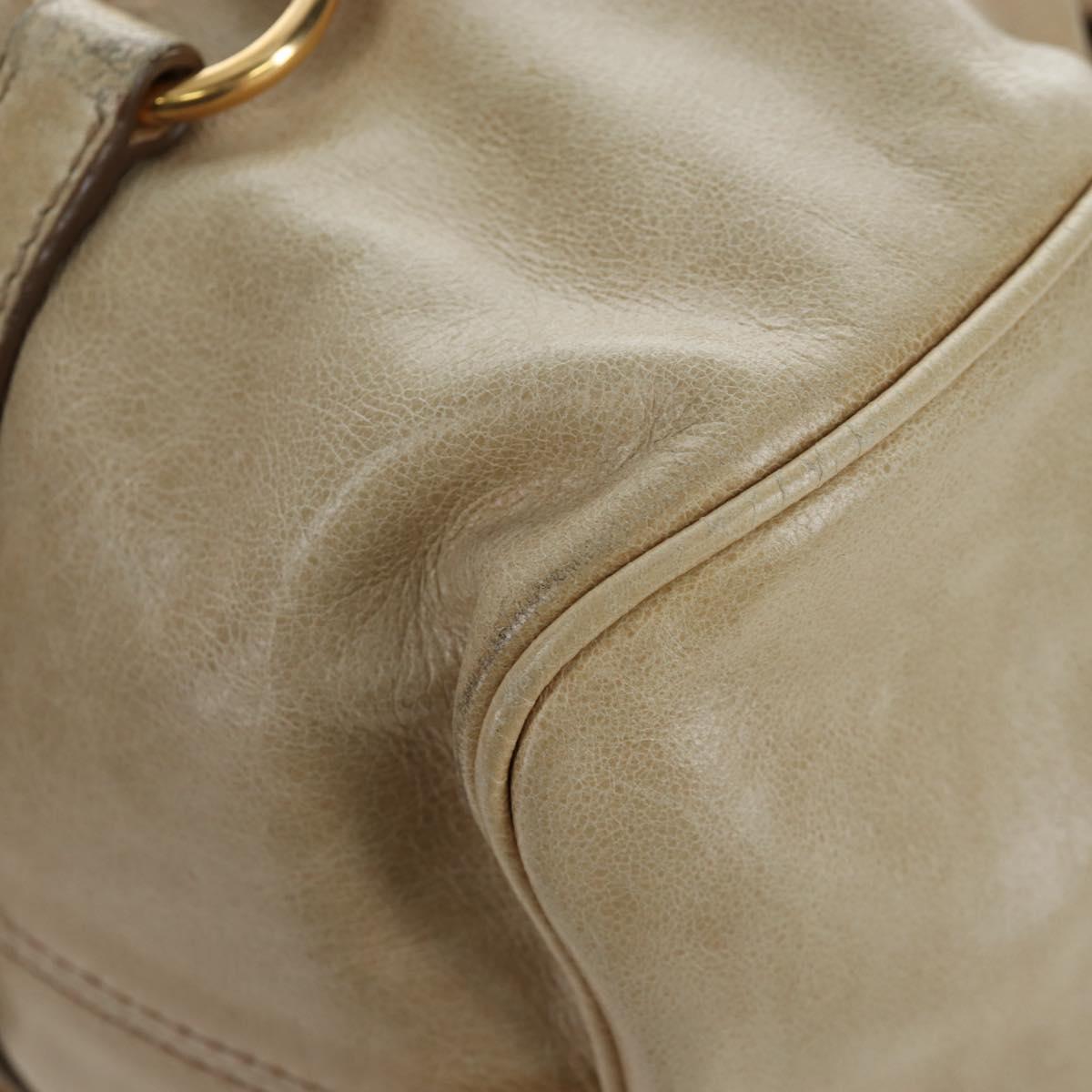 Miu Miu Hand Bag Vitellolux 2way Beige Gold Auth 202535M
