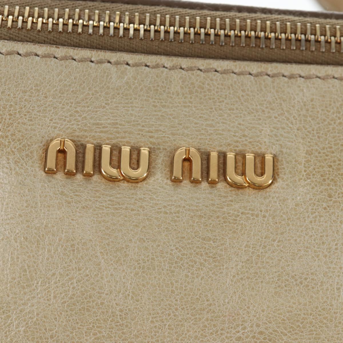 Miu Miu Hand Bag Vitellolux 2way Beige Gold Auth 202535M