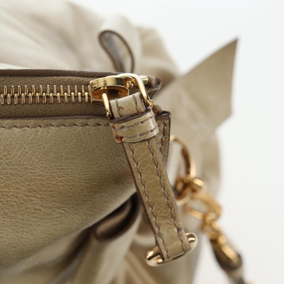Miu Miu Hand Bag Vitellolux 2way Beige Gold Auth 202535M