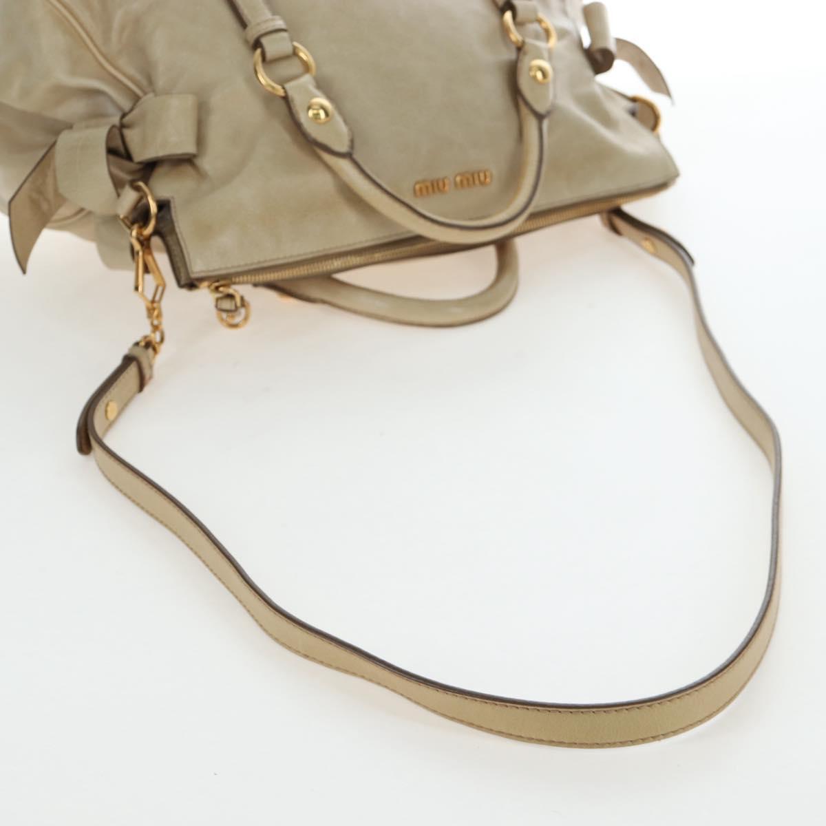 Miu Miu Hand Bag Vitellolux 2way Beige Gold Auth 202535M