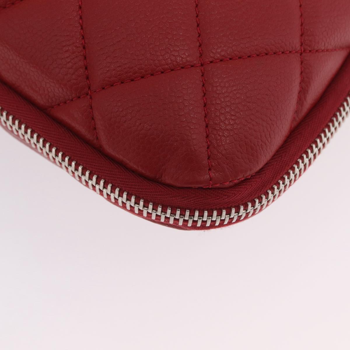 CHANEL Chain Shoulder Bag Caviar Skin Red Silver CC Auth 202542V
