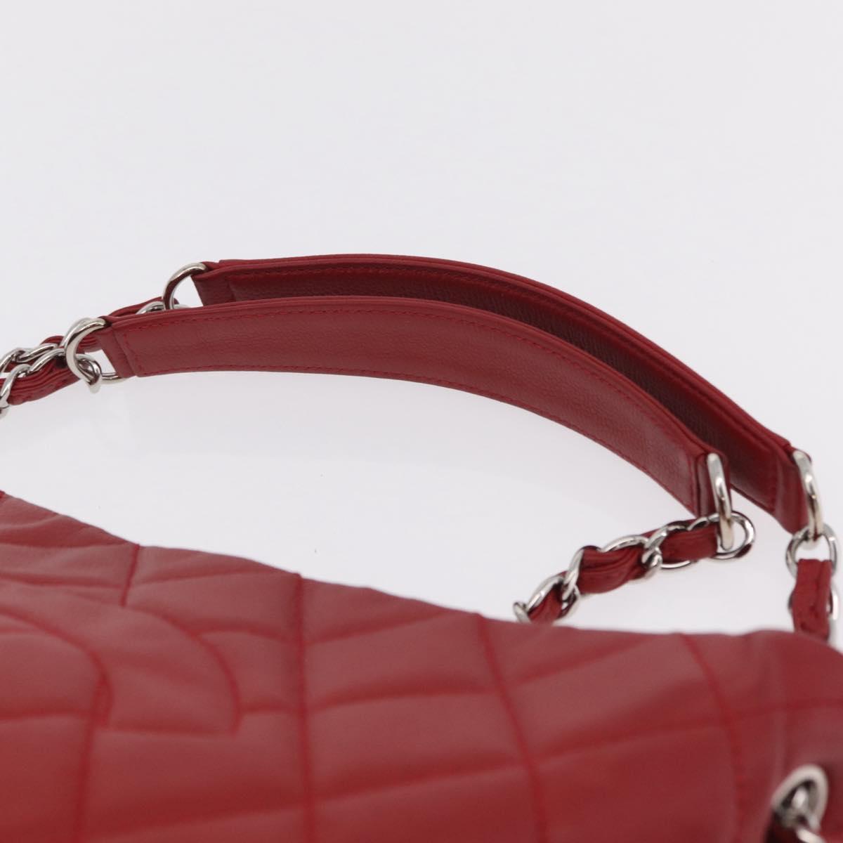 CHANEL Chain Shoulder Bag Caviar Skin Red Silver CC Auth 202542V