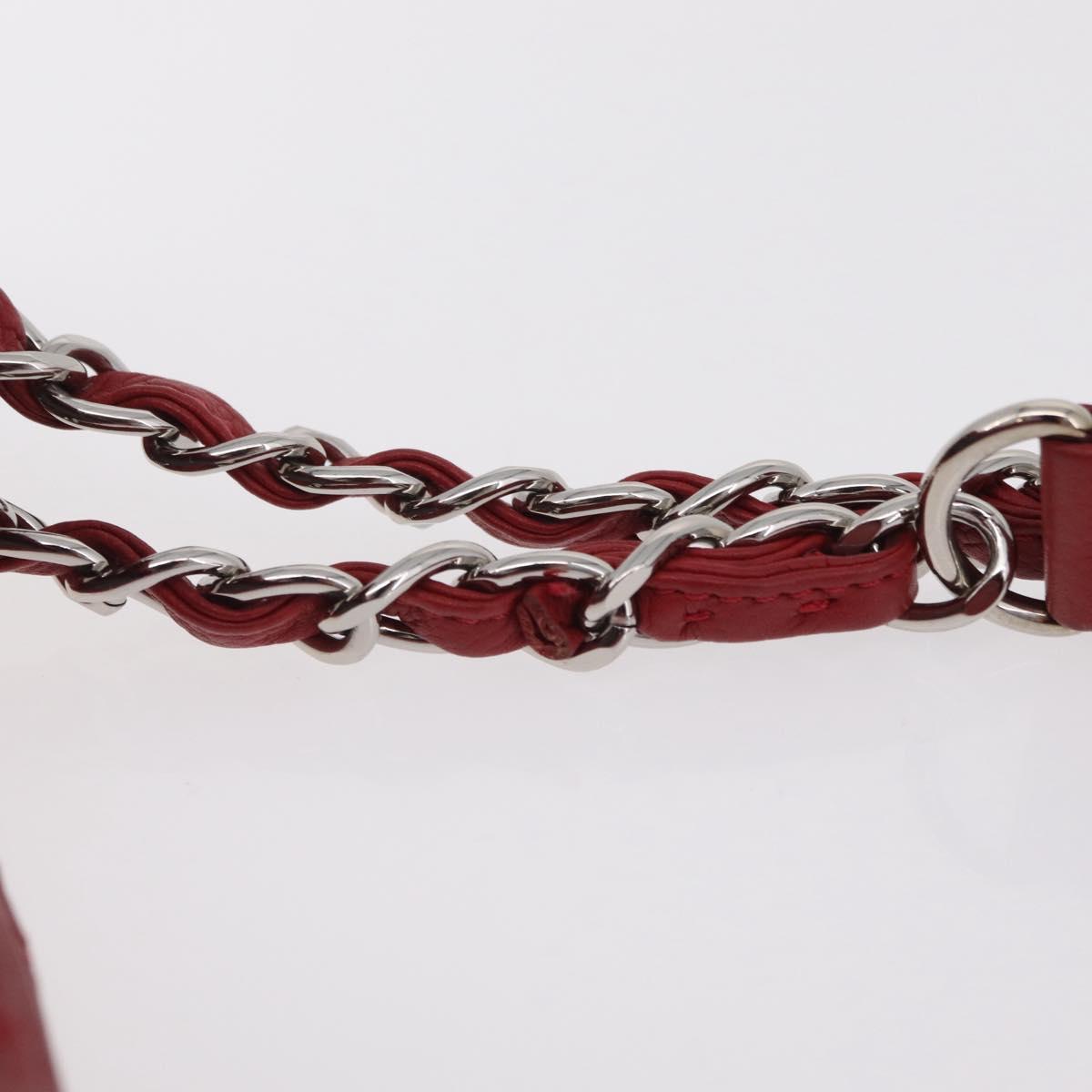 CHANEL Chain Shoulder Bag Caviar Skin Red Silver CC Auth 202542V