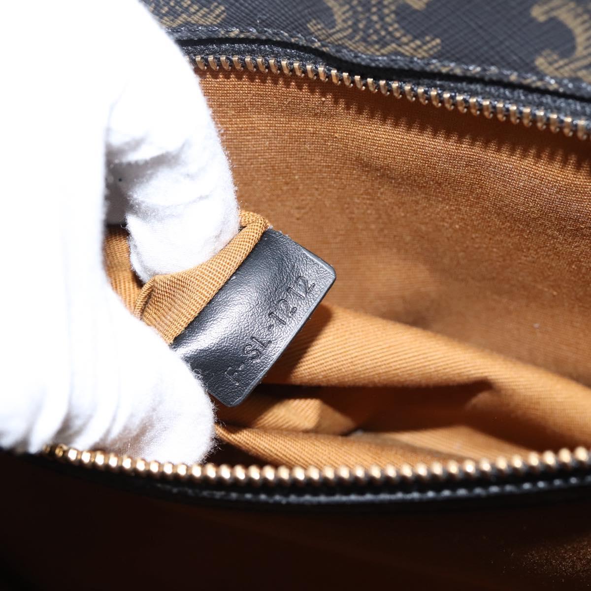 CELINE Triomphe Vertical Cabas Hand Bag PVC Black Gold Auth 202581V