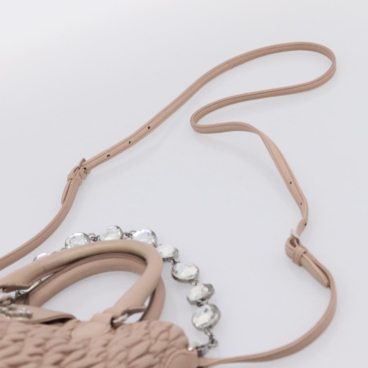 Miu Miu Matelasse Chain Shoulder Bag Leather 2way Pink Silver Auth 202582V