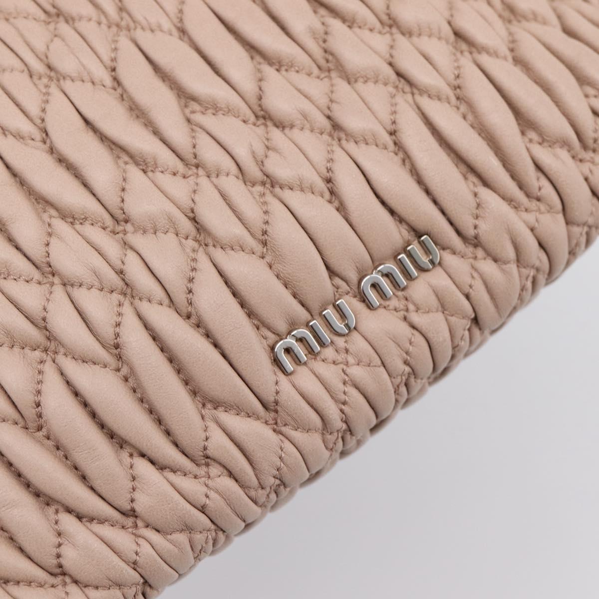 Miu Miu Matelasse Chain Shoulder Bag Leather 2way Pink Silver Auth 202582V