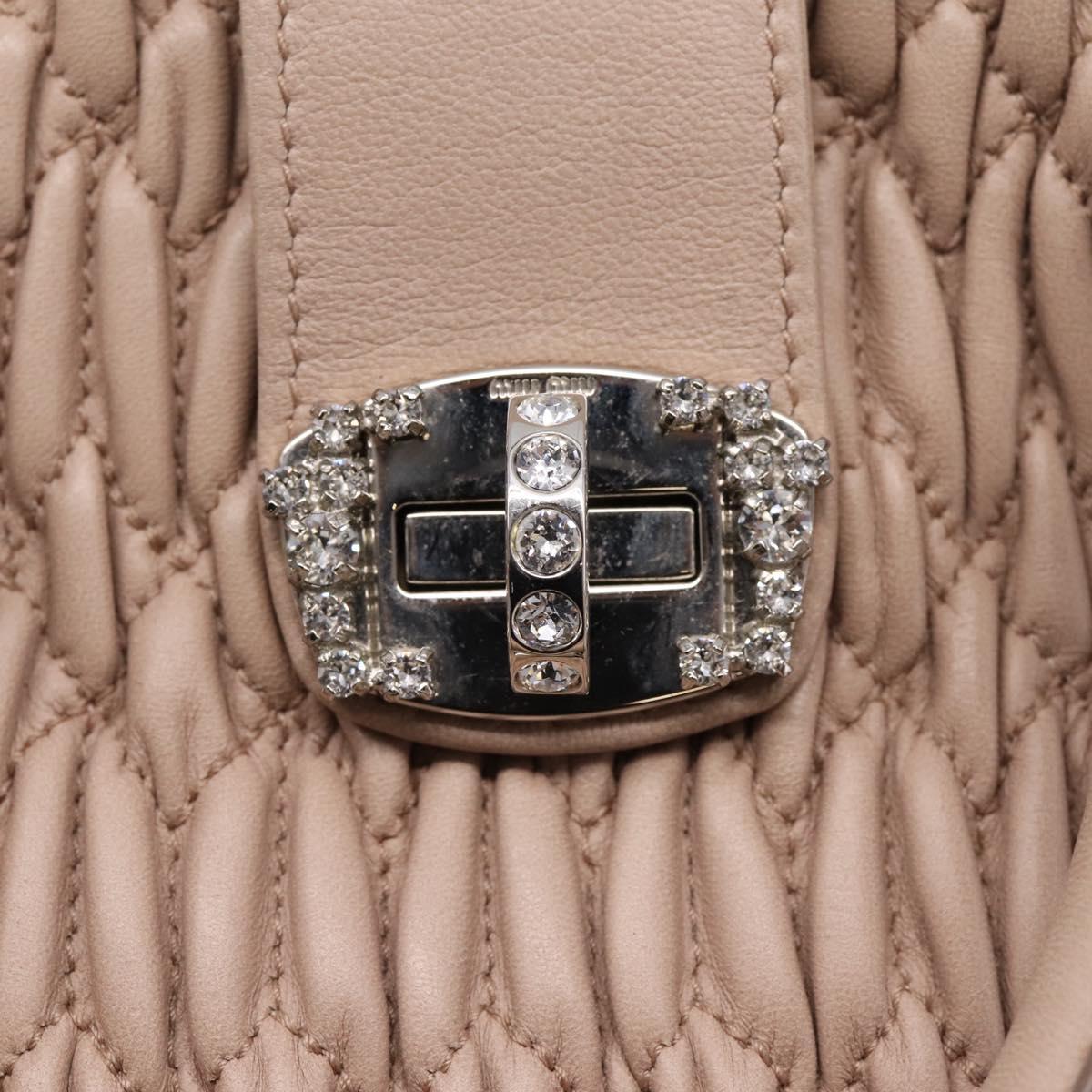 Miu Miu Matelasse Chain Shoulder Bag Leather 2way Pink Silver Auth 202582V