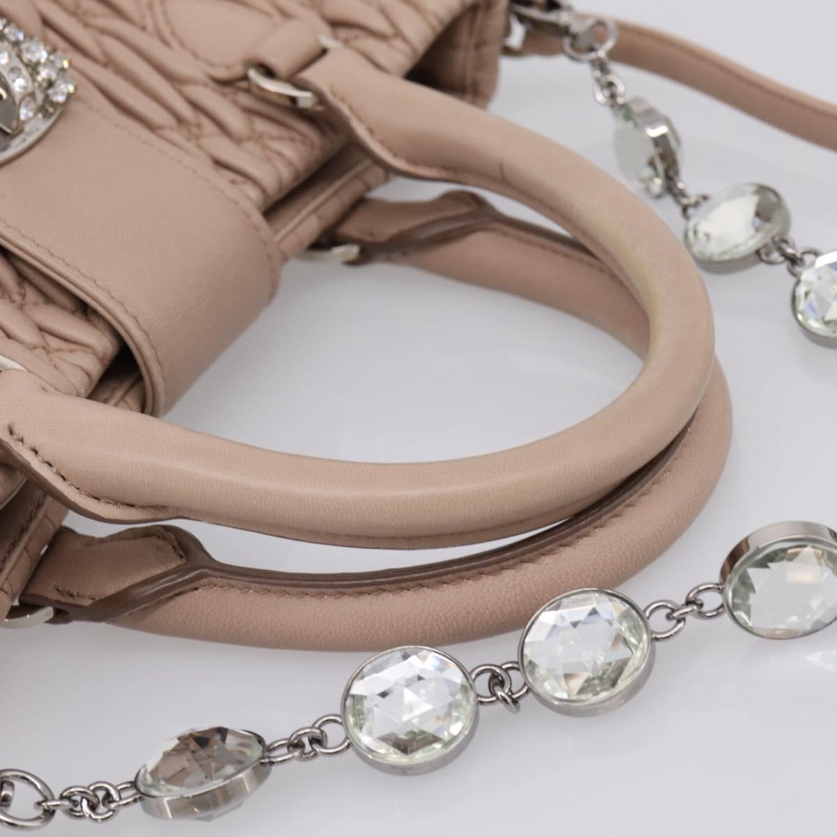 Miu Miu Matelasse Chain Shoulder Bag Leather 2way Pink Silver Auth 202582V