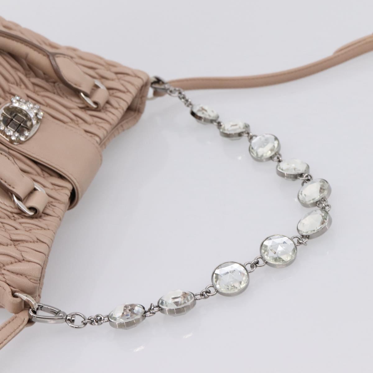 Miu Miu Matelasse Chain Shoulder Bag Leather 2way Pink Silver Auth 202582V
