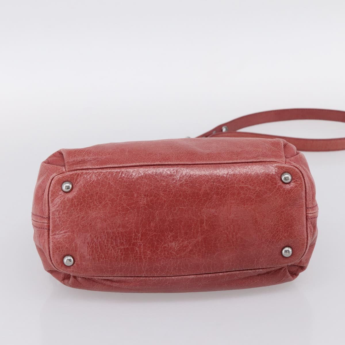Miu Miu Vitellolux Hand Bag Leather 2way Pink Silver Auth 202584V