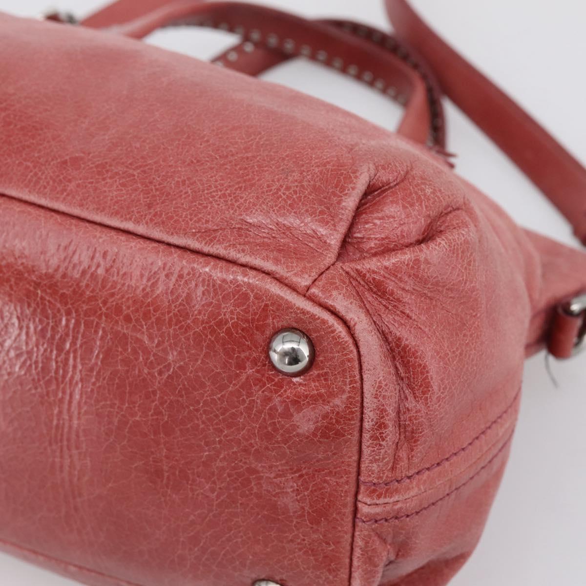 Miu Miu Vitellolux Hand Bag Leather 2way Pink Silver Auth 202584V
