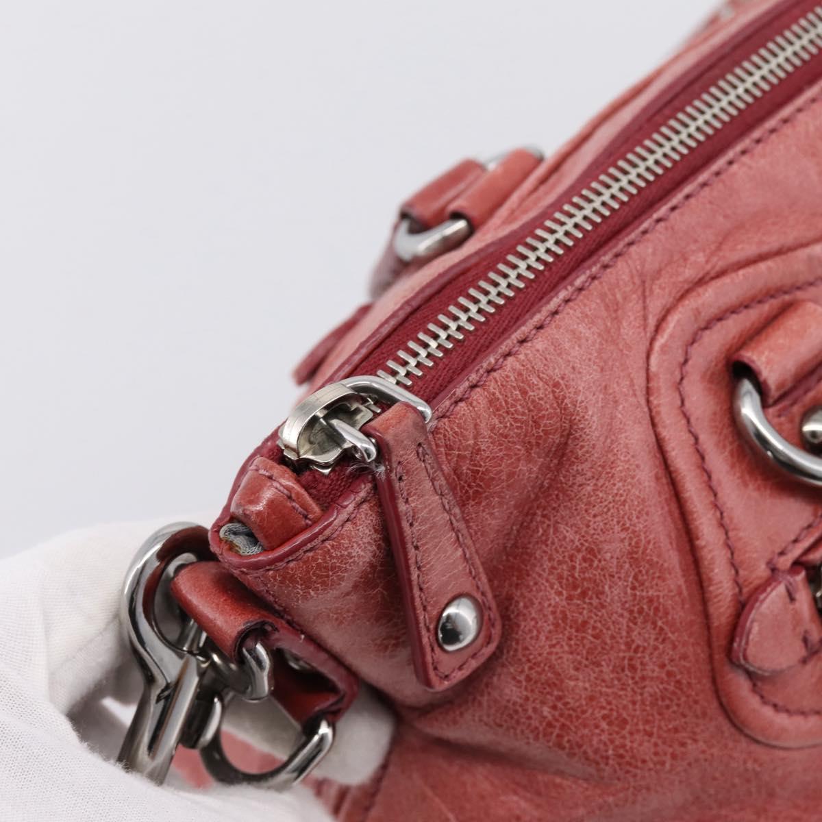 Miu Miu Vitellolux Hand Bag Leather 2way Pink Silver Auth 202584V
