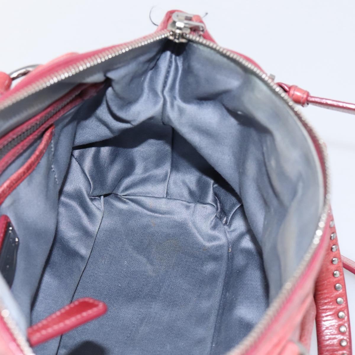 Miu Miu Vitellolux Hand Bag Leather 2way Pink Silver Auth 202584V