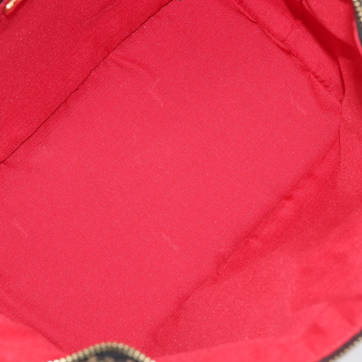 FENDI Vanity Cosmetic Pouch Canvas Brown Gold Tone Leopard Auth 202585