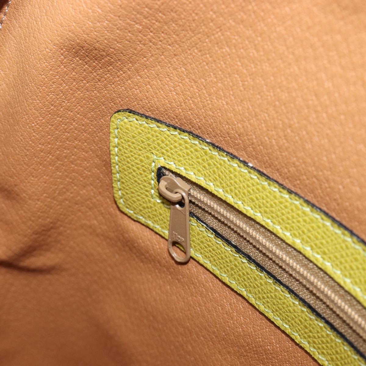 CELINE Hand Bag Leather 2way Green Gold Tone Auth 202586