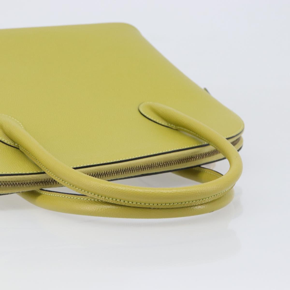 CELINE Hand Bag Leather 2way Green Gold Tone Auth 202586