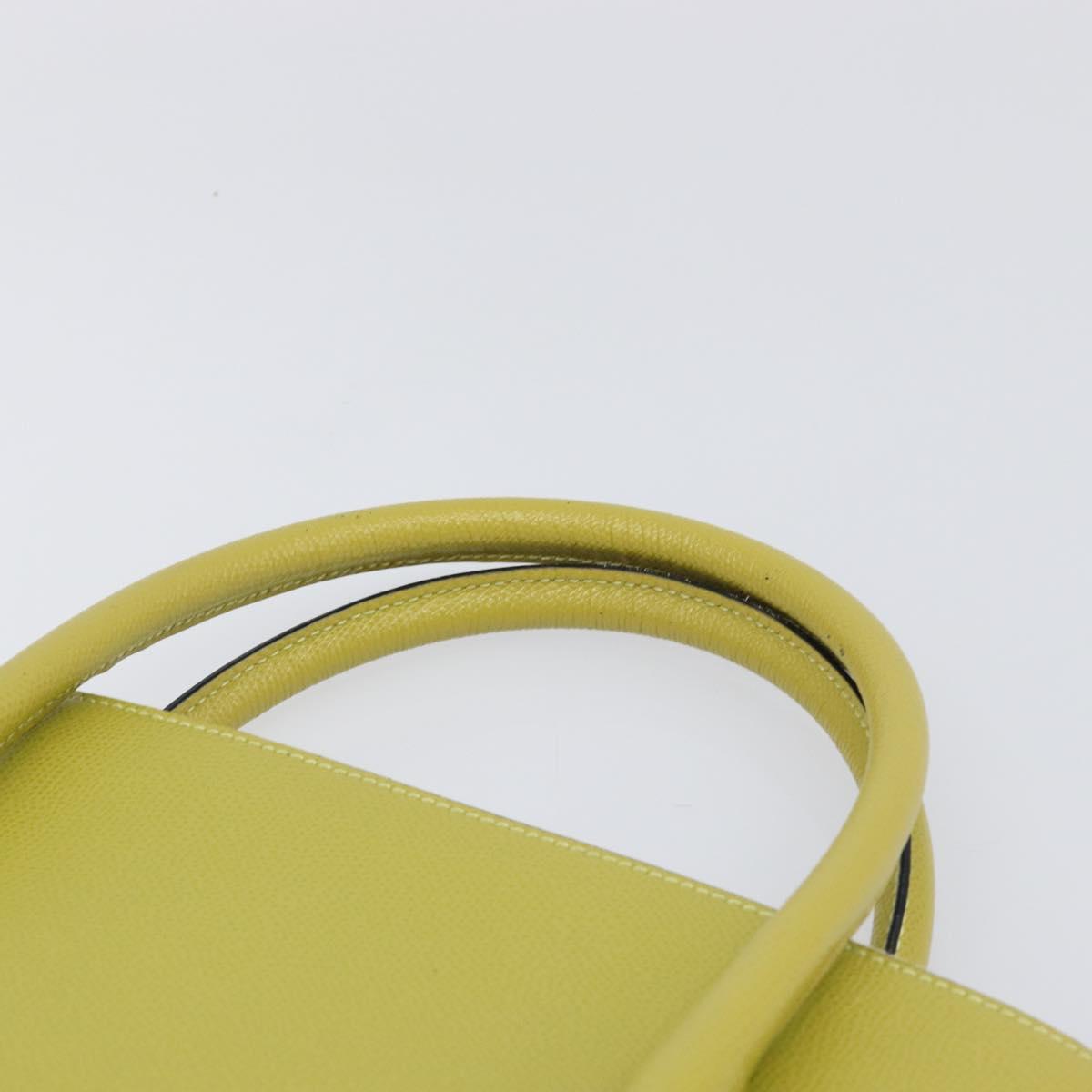 CELINE Hand Bag Leather 2way Green Gold Tone Auth 202586