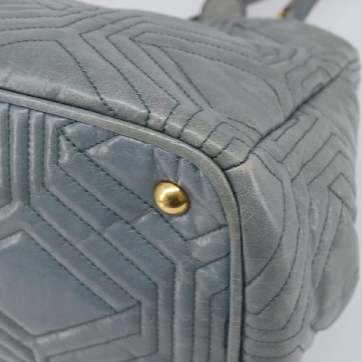 Miu Miu Vitellolux Hand Bag Leather 2way Gray Gold Tone Auth 202588V