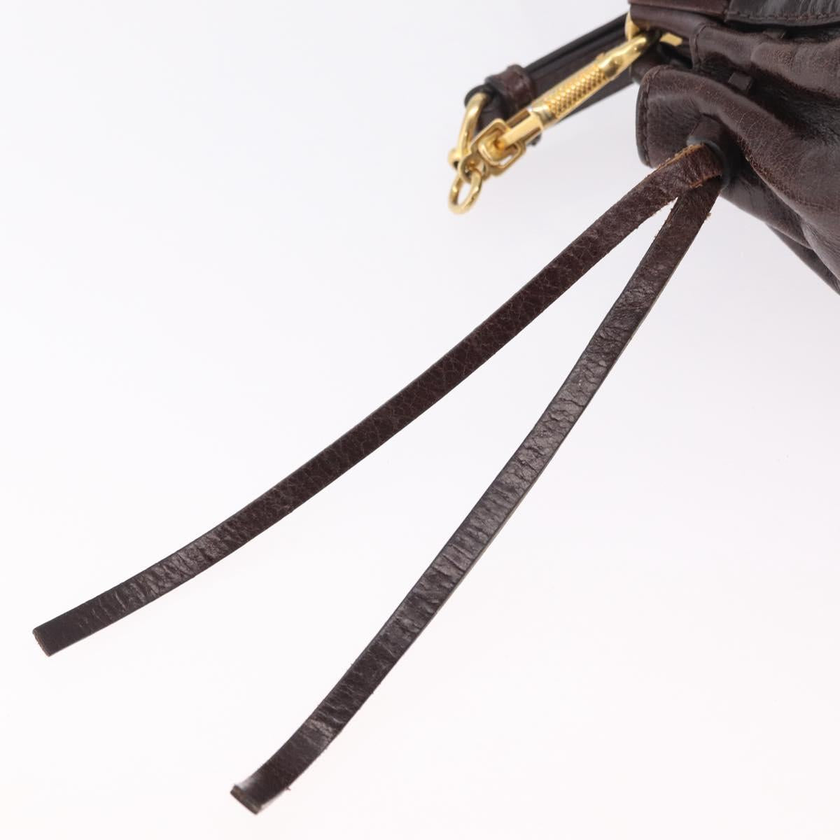 Miu Miu Hand Bag Vitellolux 2way Dark Brown Gold Auth 202590V