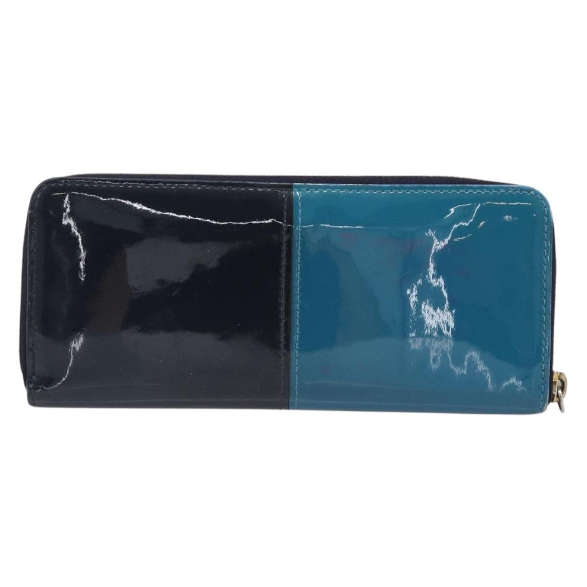 LOUIS VUITTON Monogram Vernis Portefeuille Miroir Blue Marine M64111 Auth 202604
