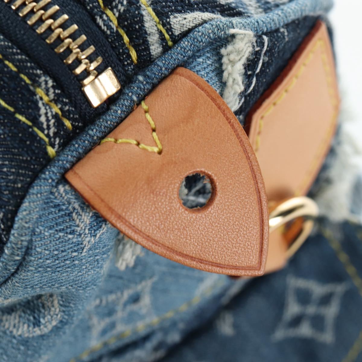 LOUIS VUITTON Monogram Denim Patchwork Speedy 30 Bag Blue M95380 Auth 202605SM