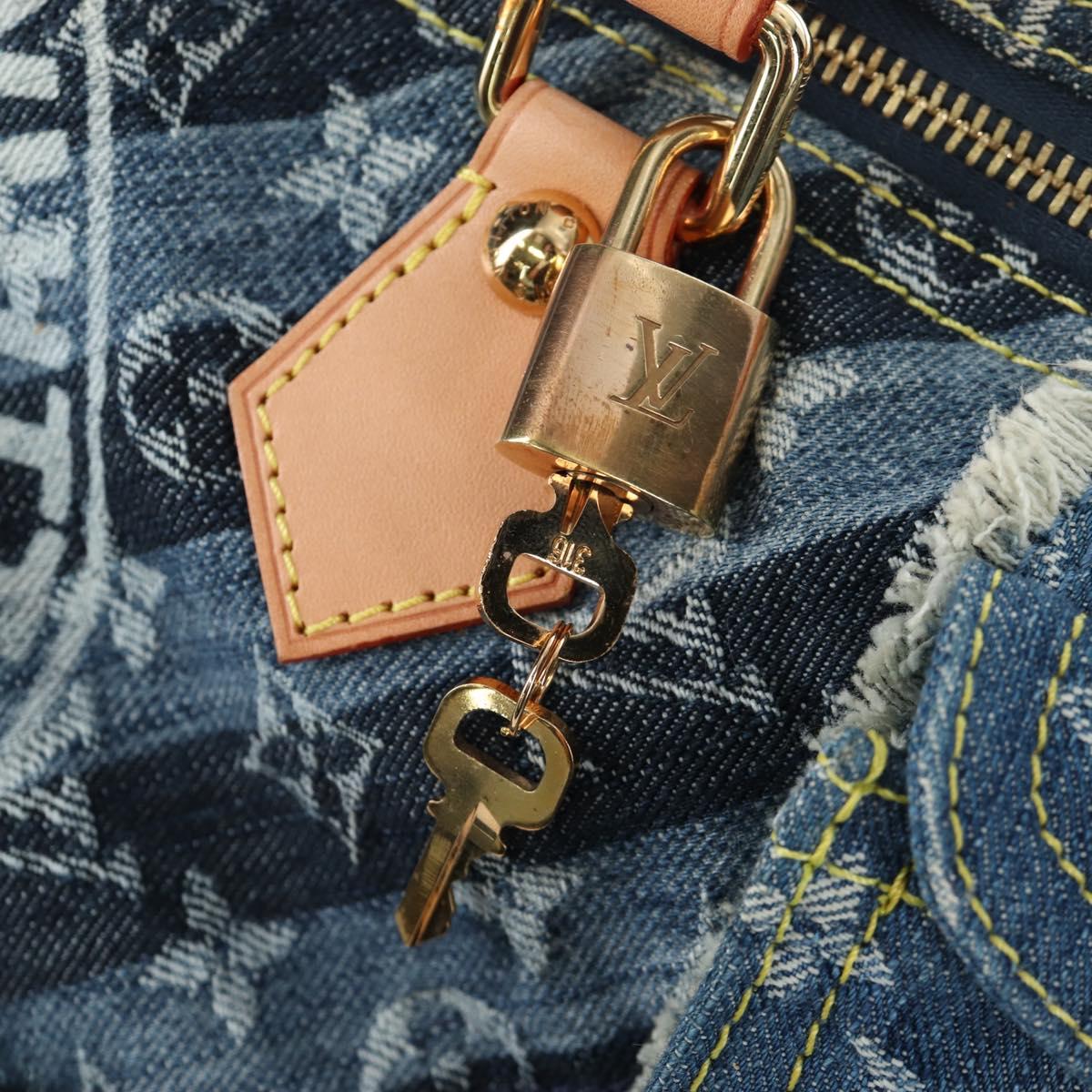 LOUIS VUITTON Monogram Denim Patchwork Speedy 30 Bag Blue M95380 Auth 202605SM