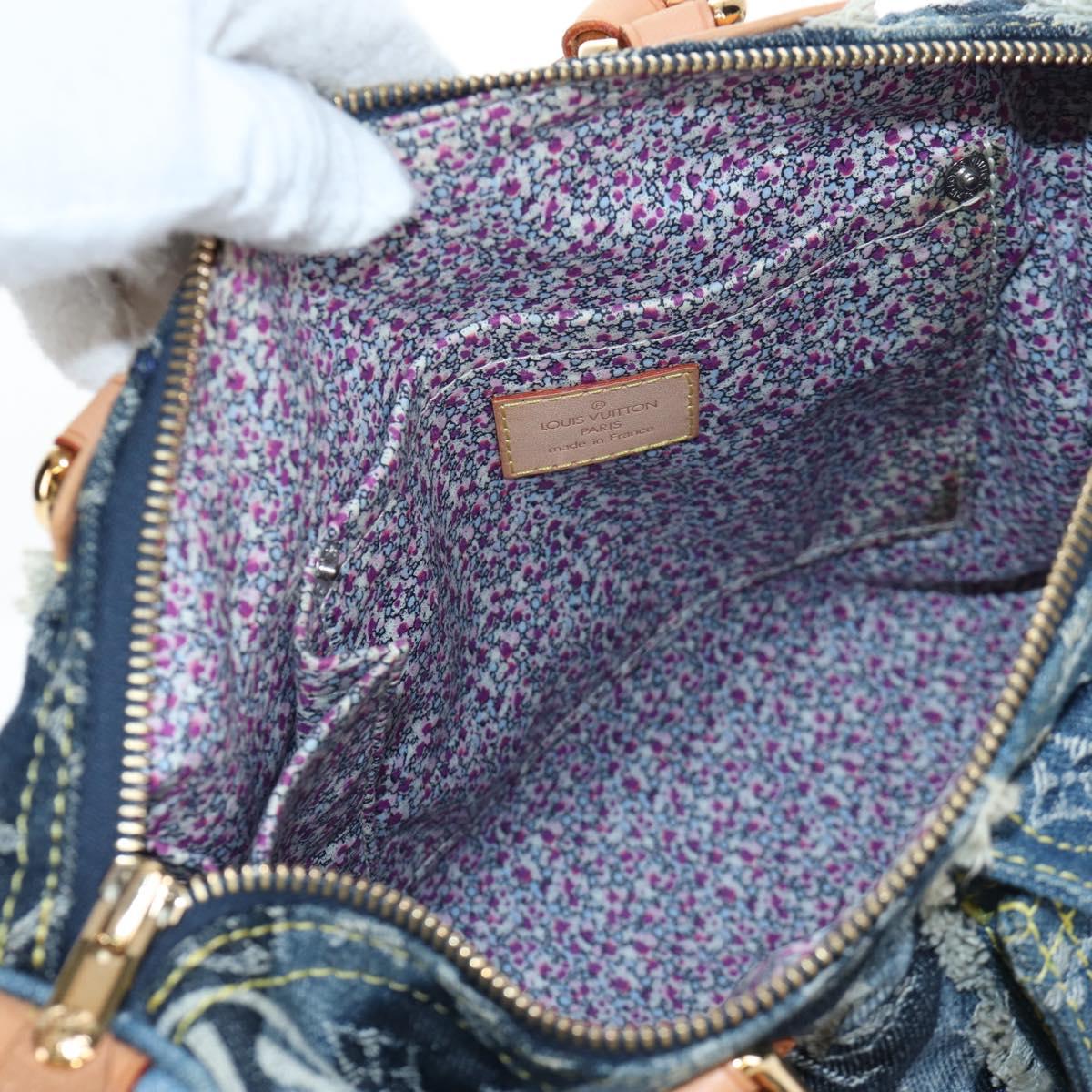 LOUIS VUITTON Monogram Denim Patchwork Speedy 30 Bag Blue M95380 Auth 202605SM