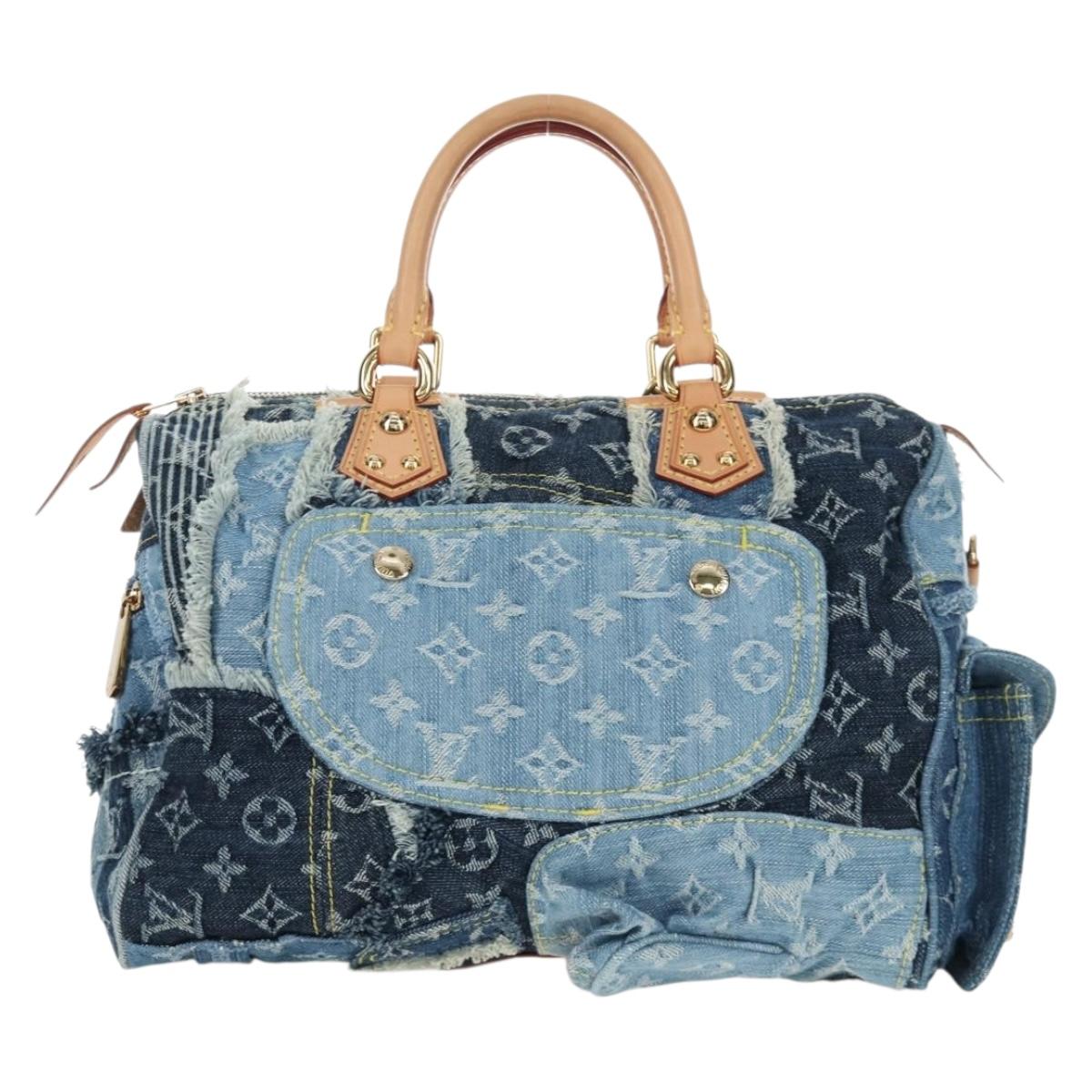 LOUIS VUITTON Monogram Denim Patchwork Speedy 30 Bag Blue M95380 Auth 202605SM