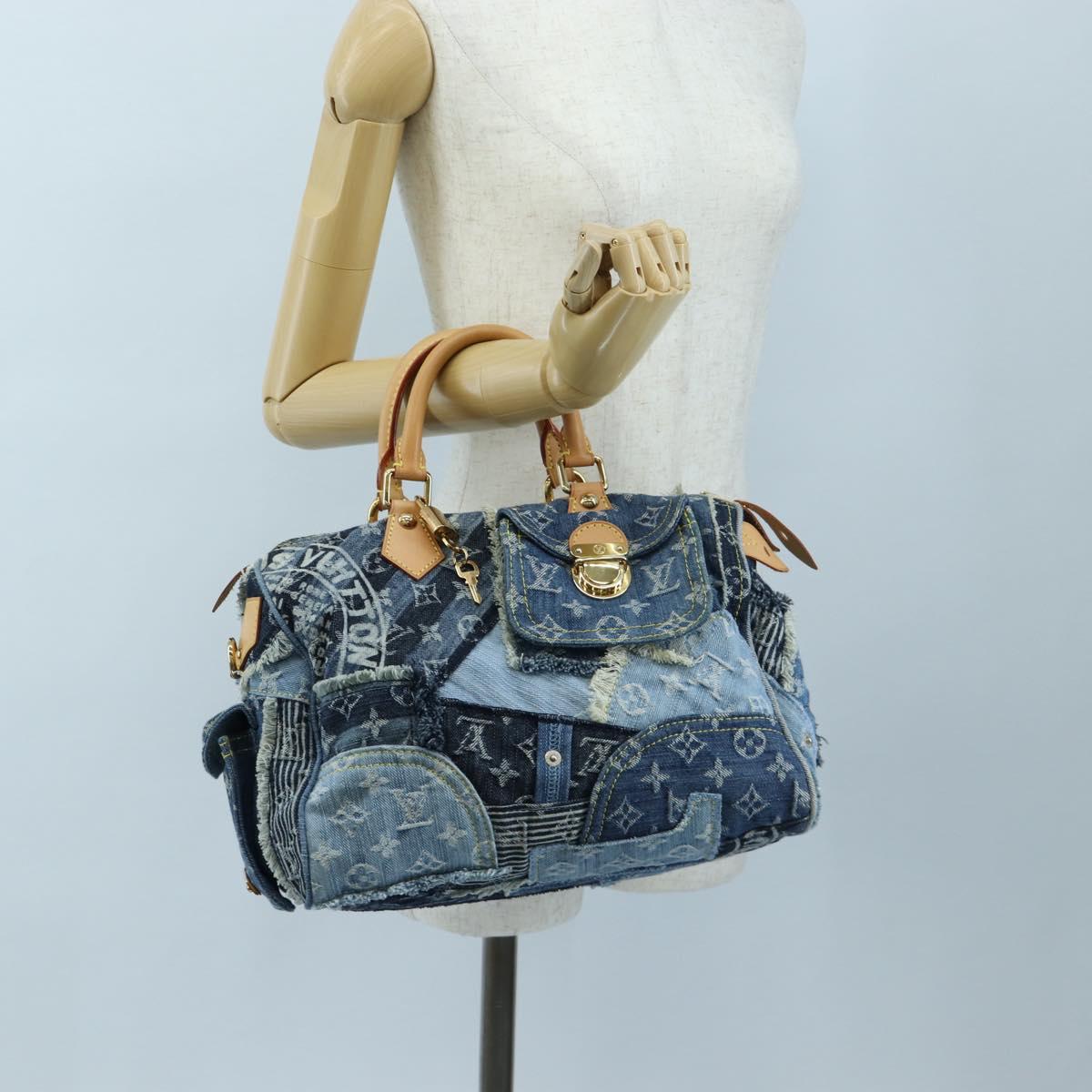 LOUIS VUITTON Monogram Denim Patchwork Speedy 30 Bag Blue M95380 Auth 202605SM