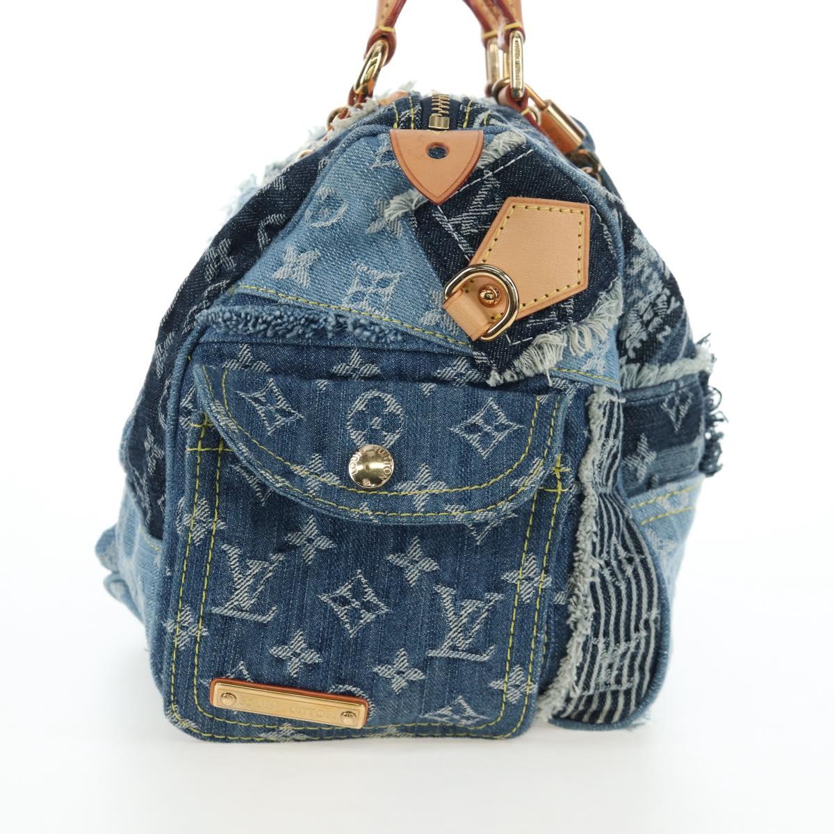 LOUIS VUITTON Monogram Denim Patchwork Speedy 30 Bag Blue M95380 Auth 202605SM