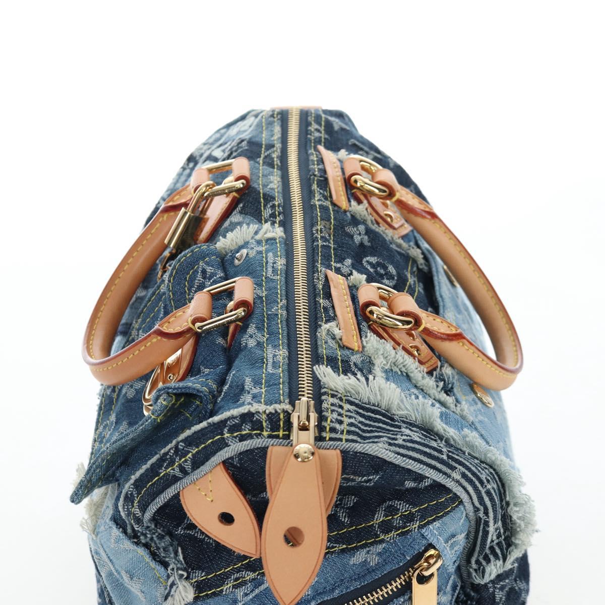 LOUIS VUITTON Monogram Denim Patchwork Speedy 30 Bag Blue M95380 Auth 202605SM