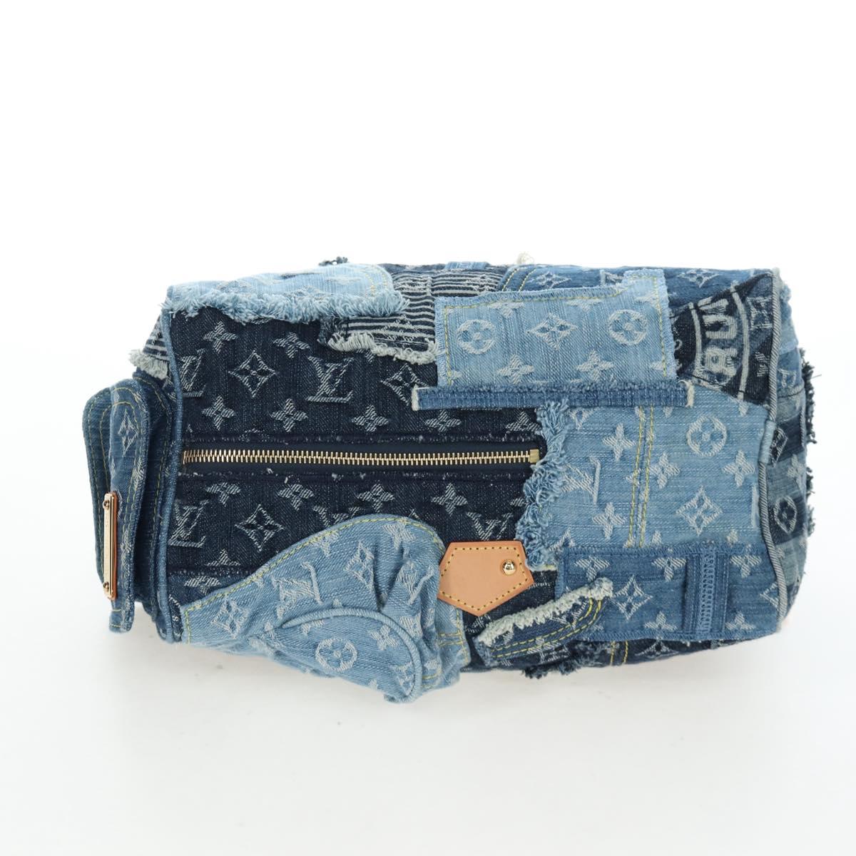 LOUIS VUITTON Monogram Denim Patchwork Speedy 30 Bag Blue M95380 Auth 202605SM