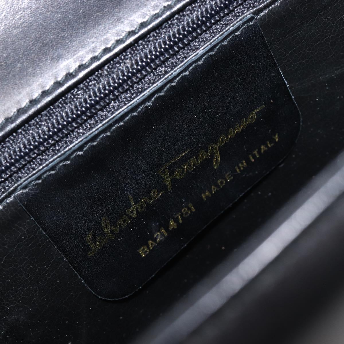 Salvatore Ferragamo Shoulder Bag Leather Black Gold Tone Auth 202612