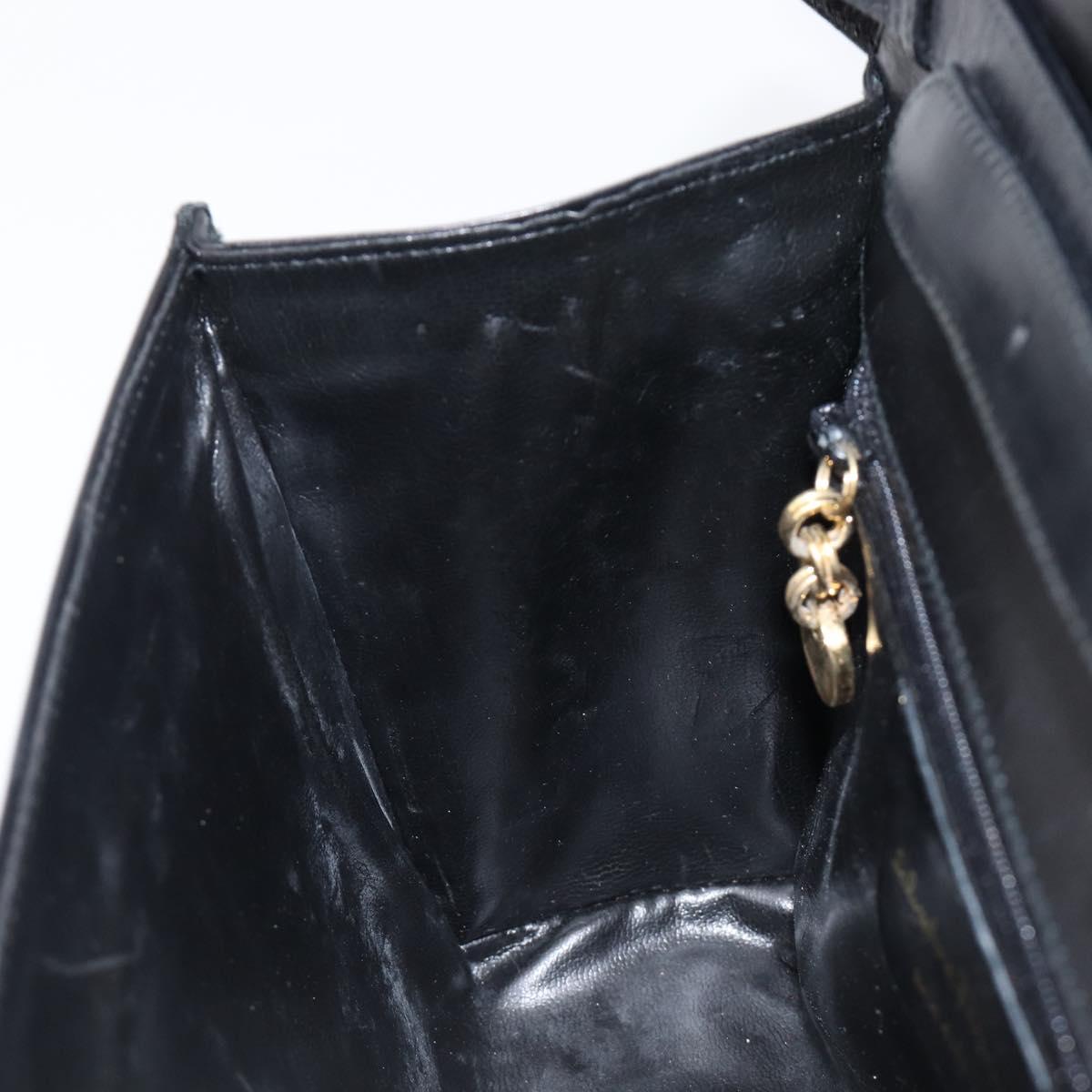 Salvatore Ferragamo Shoulder Bag Leather Black Gold Tone Auth 202612