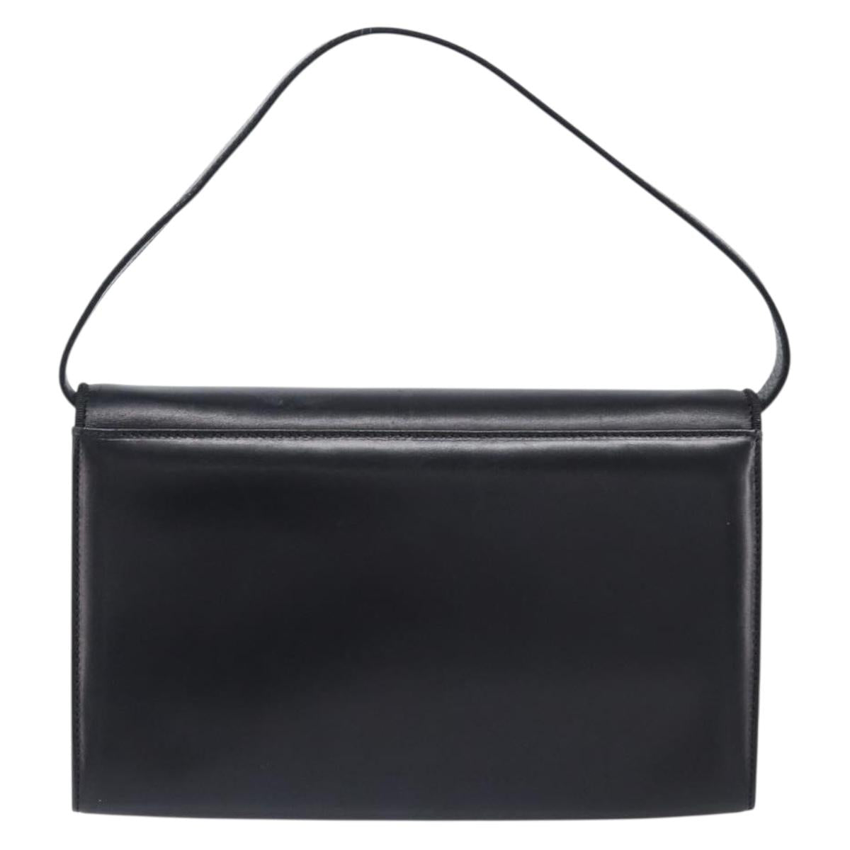 Salvatore Ferragamo Shoulder Bag Leather Black Gold Tone Auth 202612