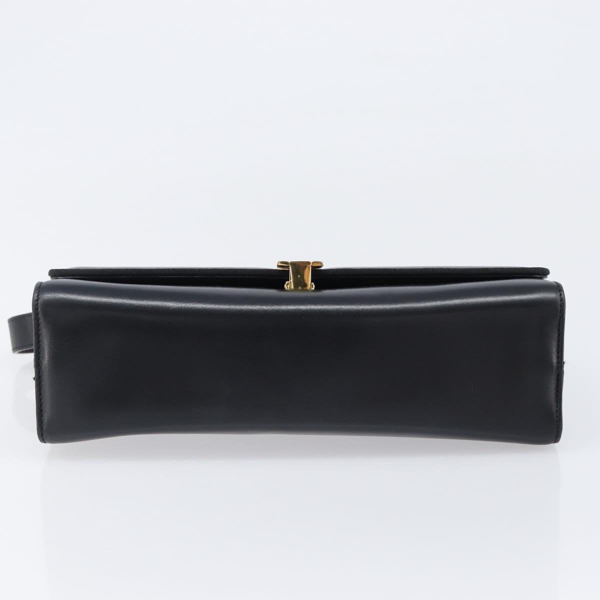 Salvatore Ferragamo Shoulder Bag Leather Black Gold Tone Auth 202612