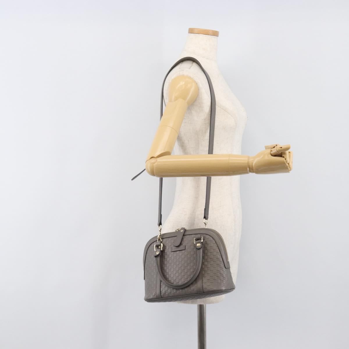 GUCCI Micro GuccissimaGG Hand Bag Leather Outlet 2way Gray 449654 Auth 202614V