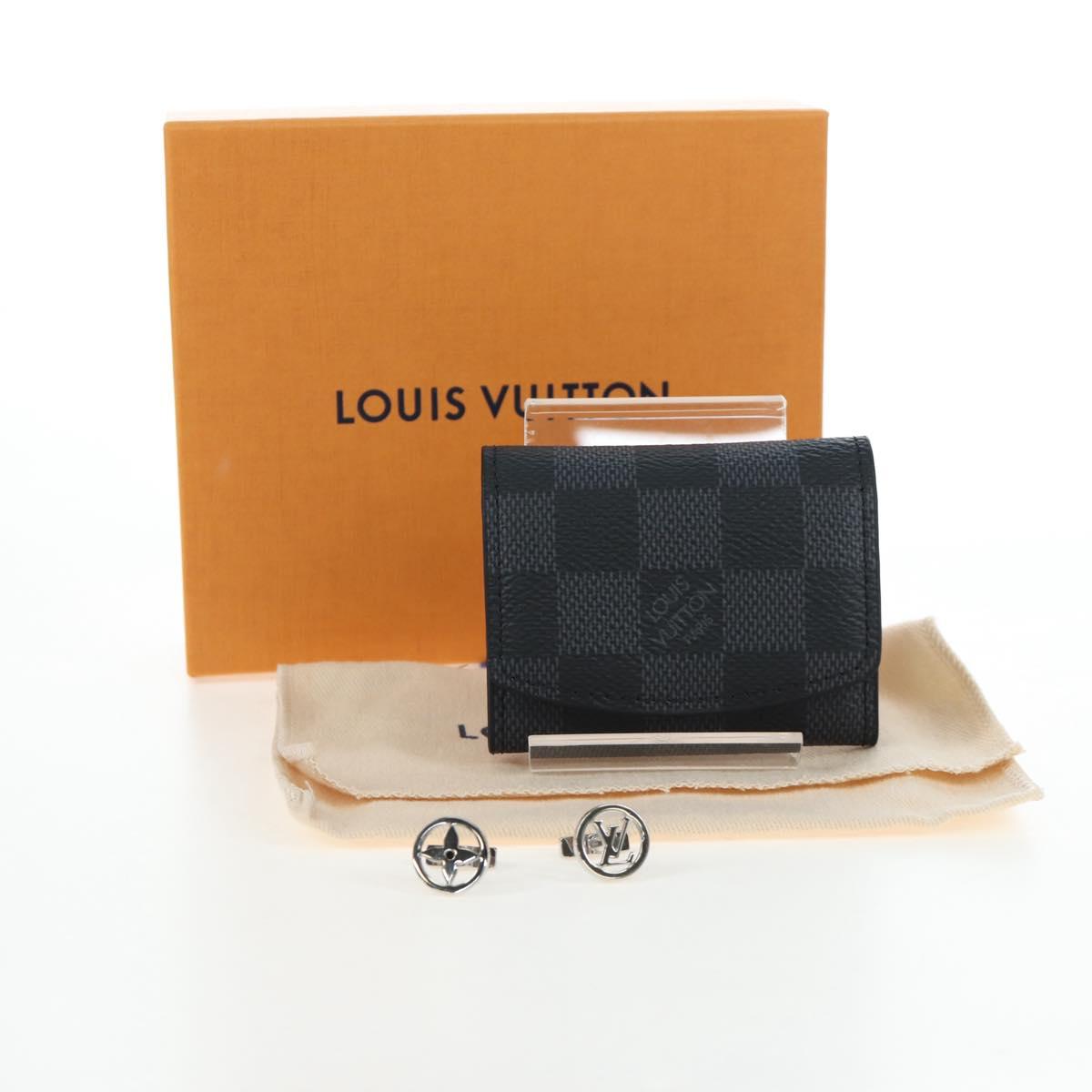 LOUIS VUITTON Damier Graphite Cufflinks LV Catch Cuffs M80188 LV Auth 202616V