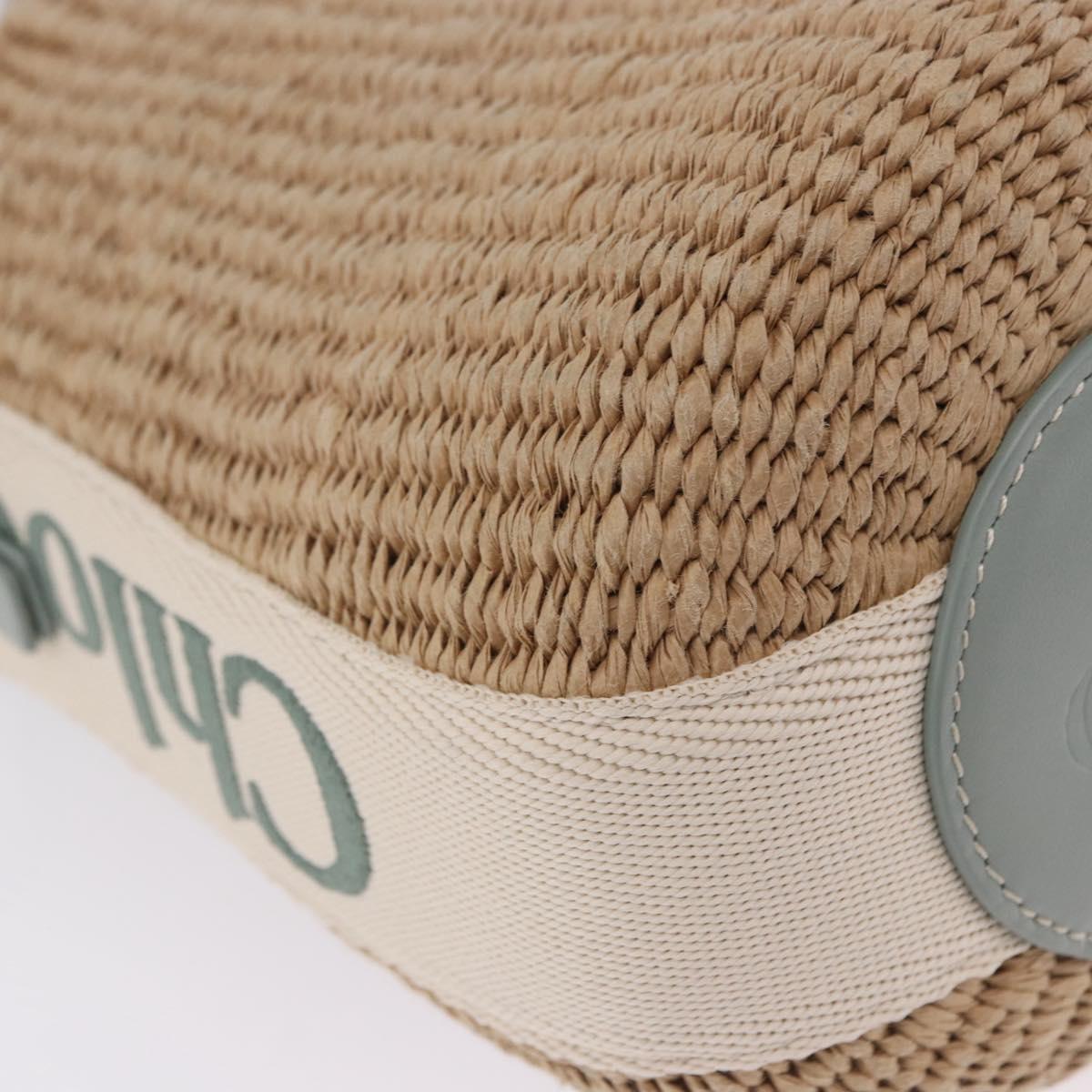 Chloe Mifuko Woody Small Basket Bag Raffia 2way Beige Silver Auth 202617V