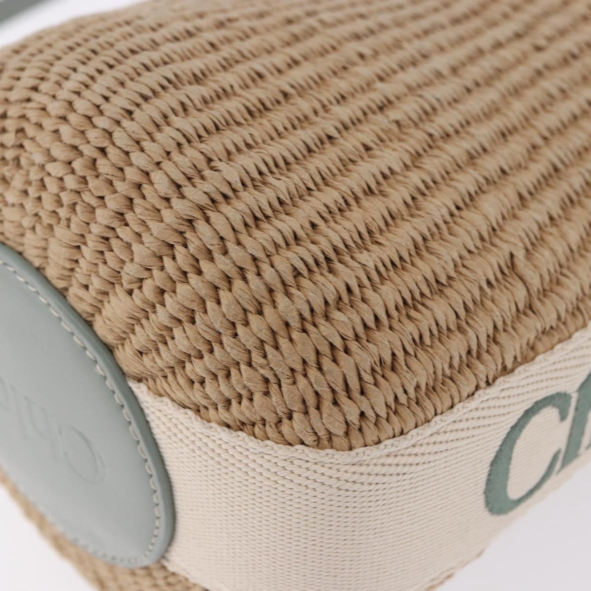 Chloe Mifuko Woody Small Basket Bag Raffia 2way Beige Silver Auth 202617V