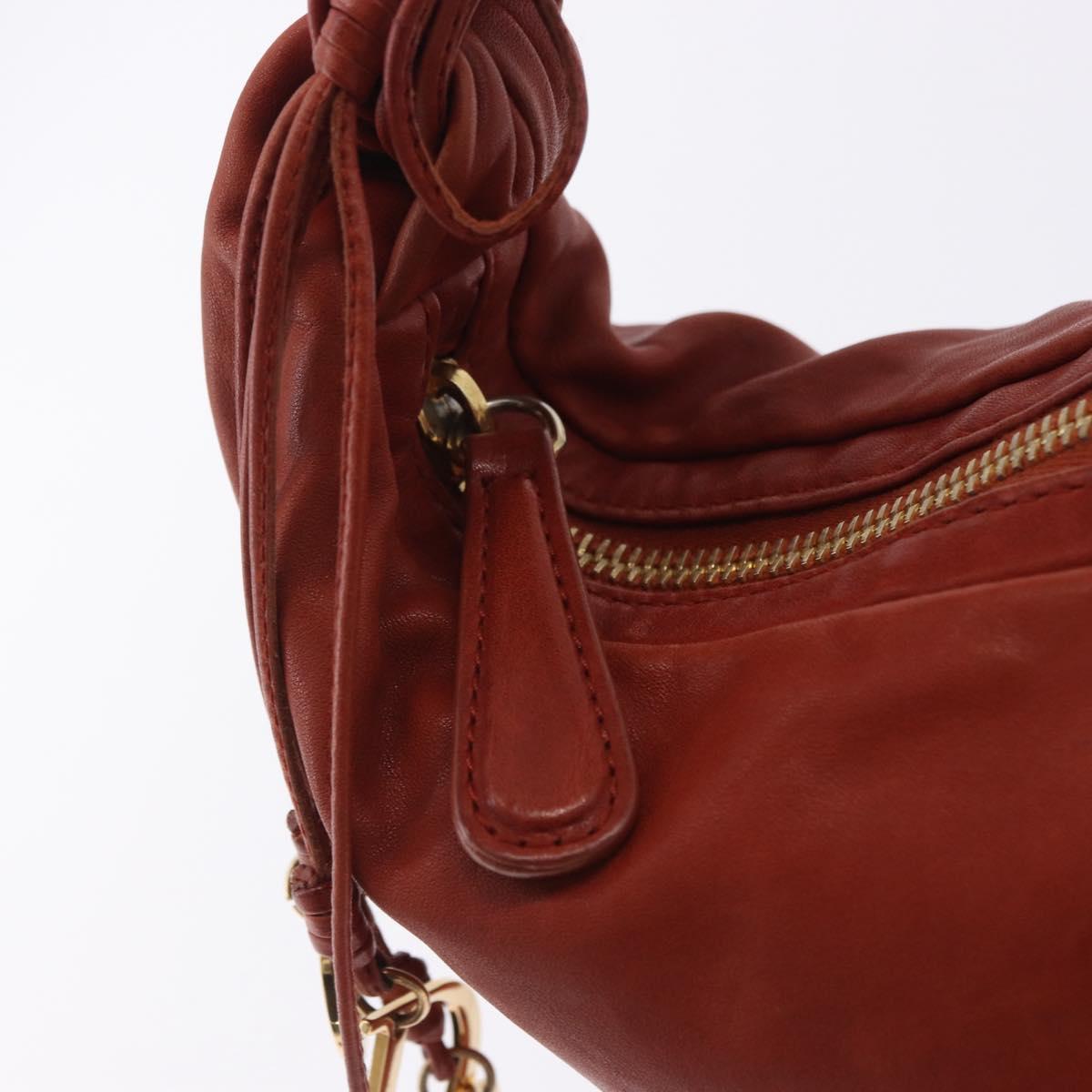 Christian Dior Shoulder Bag Leather Brown Gold Tone Auth 202621V