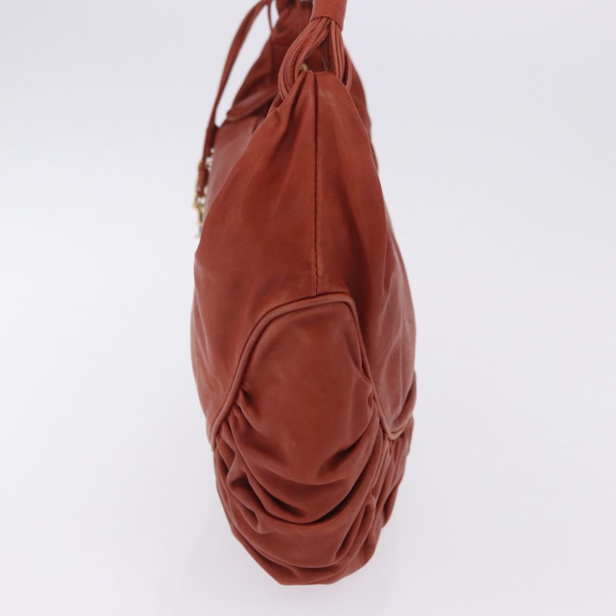 Christian Dior Shoulder Bag Leather Brown Gold Tone Auth 202621V