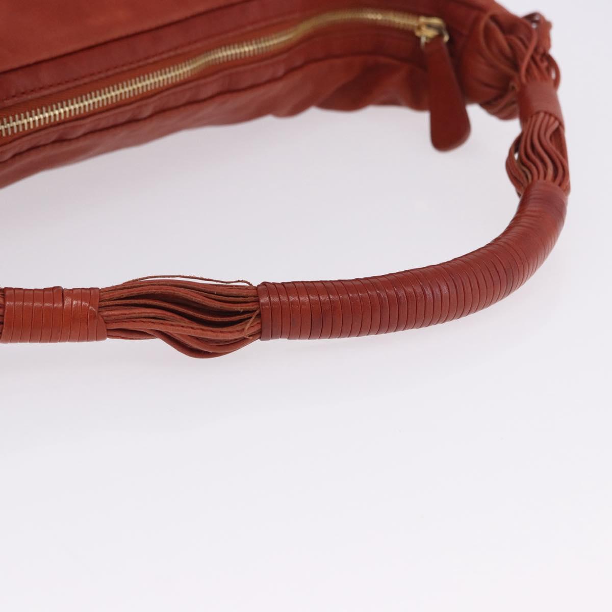 Christian Dior Shoulder Bag Leather Brown Gold Tone Auth 202621V