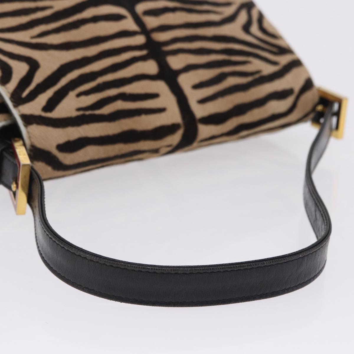 FENDI Mamma Baguette Shoulder Bag Harako leather Brown Gold Auth 202625SAM