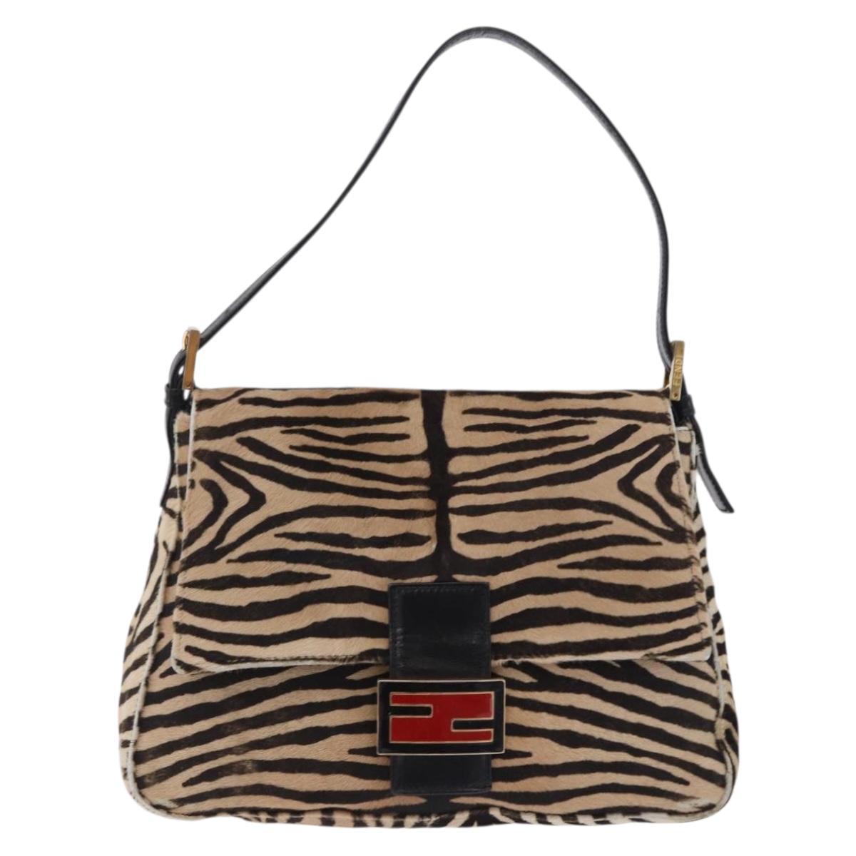 FENDI Mamma Baguette Shoulder Bag Harako leather Brown Gold Auth 202625SAM