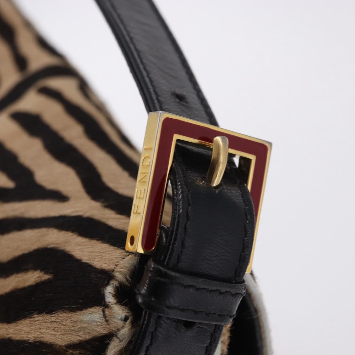FENDI Mamma Baguette Shoulder Bag Harako leather Brown Gold Auth 202625SAM