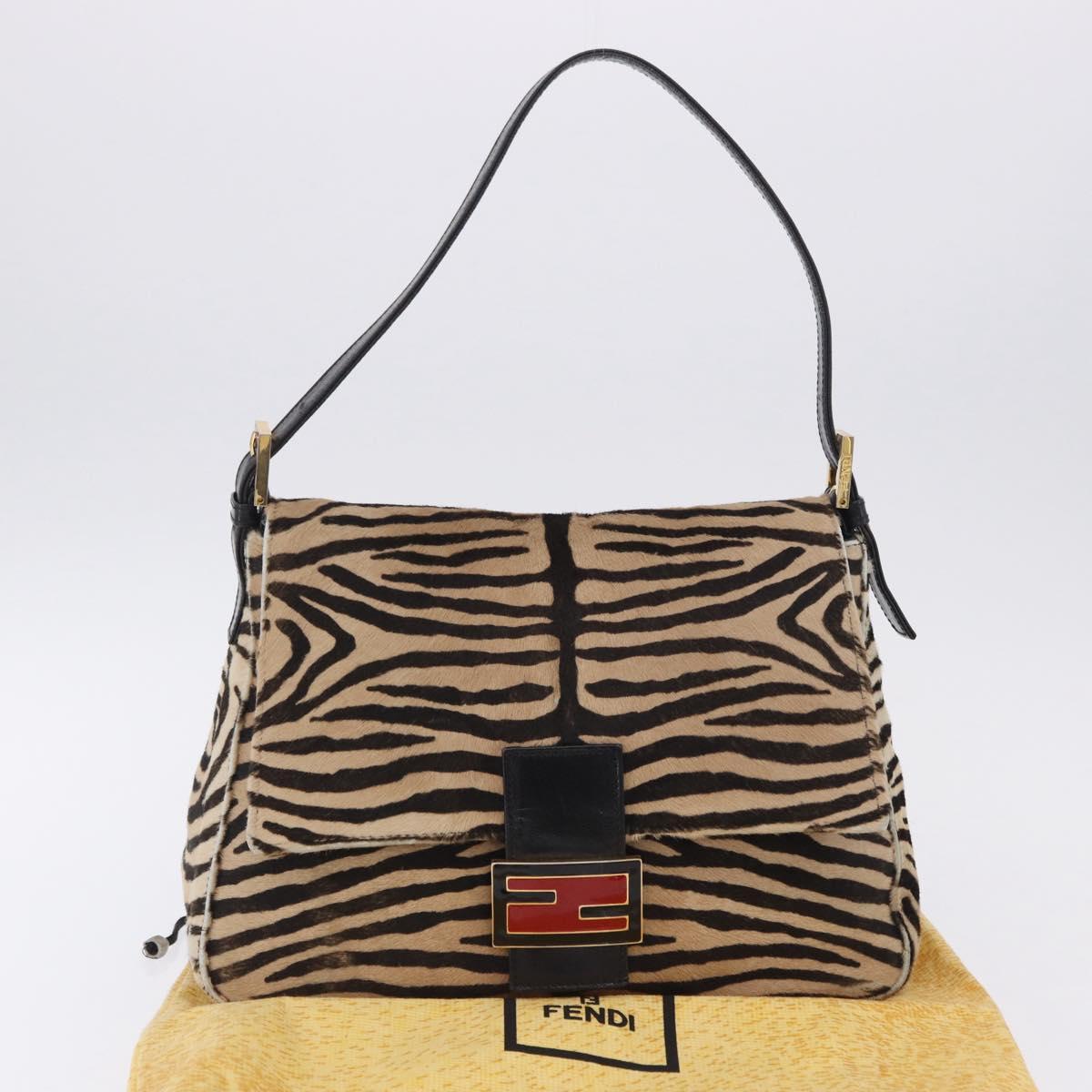 FENDI Mamma Baguette Shoulder Bag Harako leather Brown Gold Auth 202625SAM
