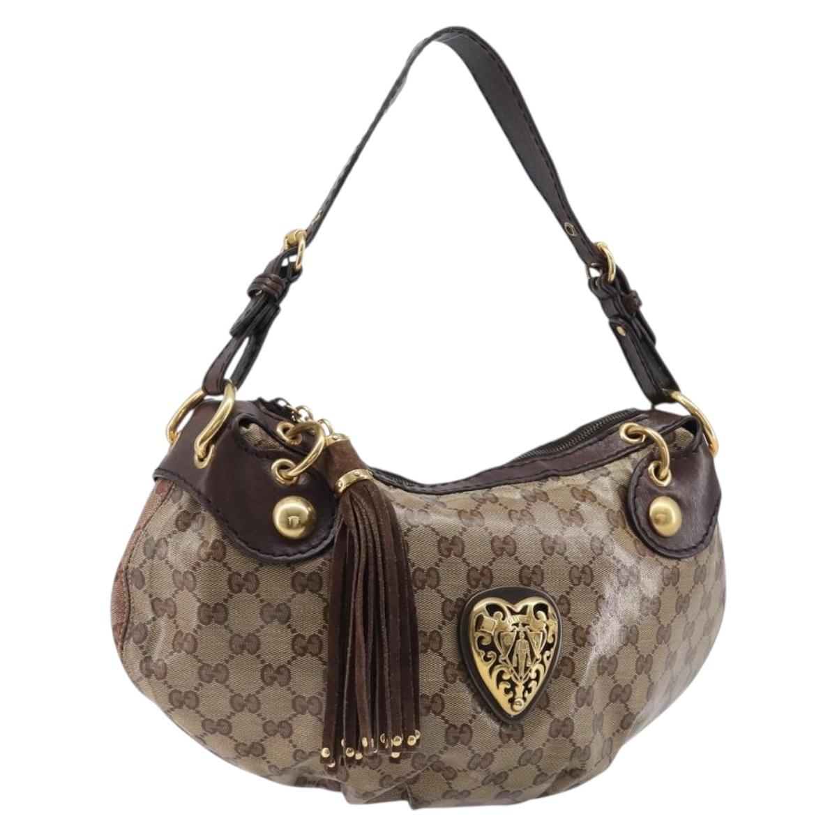 GUCCI GG Crystal Histeria Shoulder Bag patent Beige 211963 Auth 202627