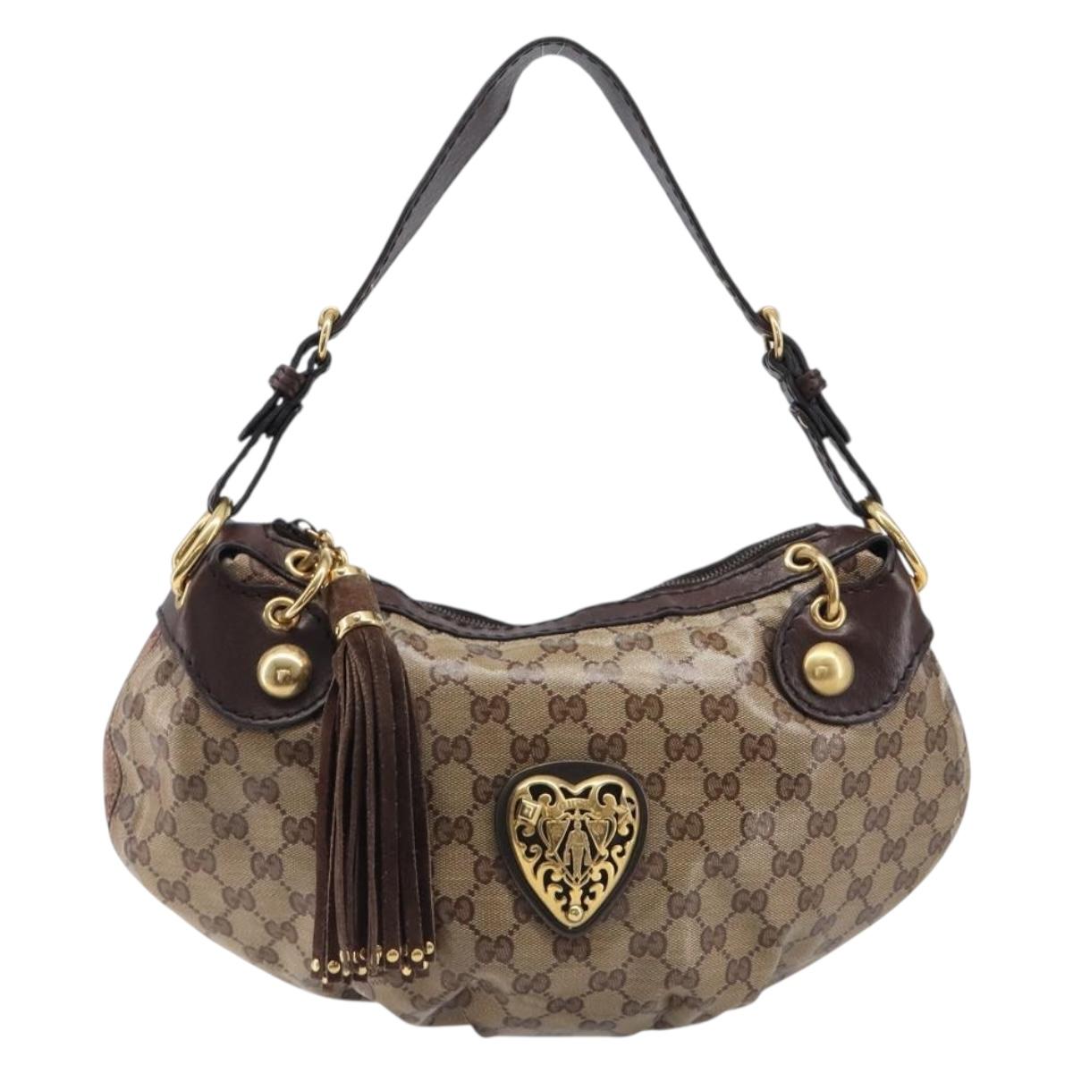 GUCCI GG Crystal Histeria Shoulder Bag patent Beige 211963 Auth 202627