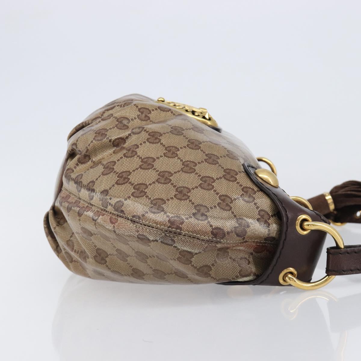 GUCCI GG Crystal Histeria Shoulder Bag patent Beige 211963 Auth 202627